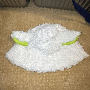 White Fuzzy Hat with Green Ears
